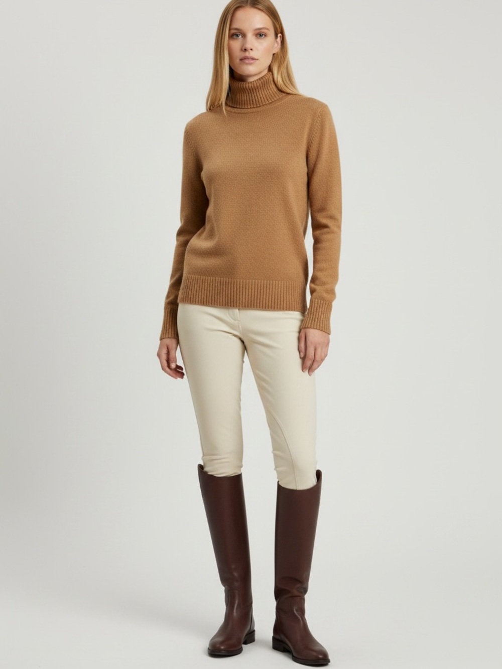 Ralph Lauren Women's Cashmere Wool‎ Turtleneck Sweater Camel Classic Size XS